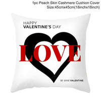 HKM-399443 Red Cartoon Letter Valentine's Day Pillowcase in Peach Skin for Living Room or Bedroom, 45x45cm