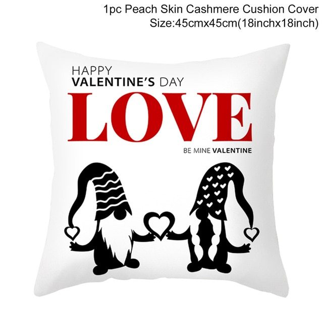 KTX-399443 Red Cartoon Letter Valentine's Day Pillowcase in Peach Skin for Living Room or Bedroom, 45x45cm
