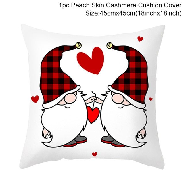 KTX-399443 Red Cartoon Letter Valentine's Day Pillowcase in Peach Skin for Living Room or Bedroom, 45x45cm