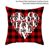 HKM-399443 Red Cartoon Letter Valentine's Day Pillowcase in Peach Skin for Living Room or Bedroom, 45x45cm