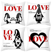 HKM-399443 Red Cartoon Letter Valentine's Day Pillowcase in Peach Skin for Living Room or Bedroom, 45x45cm