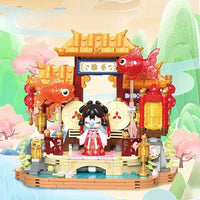HKM-399571 Unisex Educational Chinese Style Building Block Set with 50 Model Pieces for Ages 2 and Up