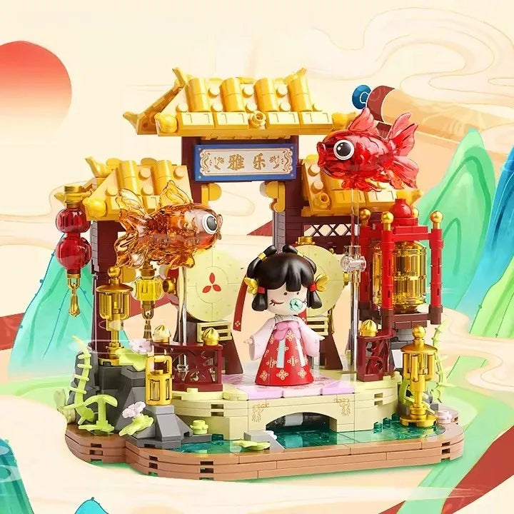 Unisex Educational Chinese Style Building Block Set with 50 Model Pieces for Ages 2 and Up