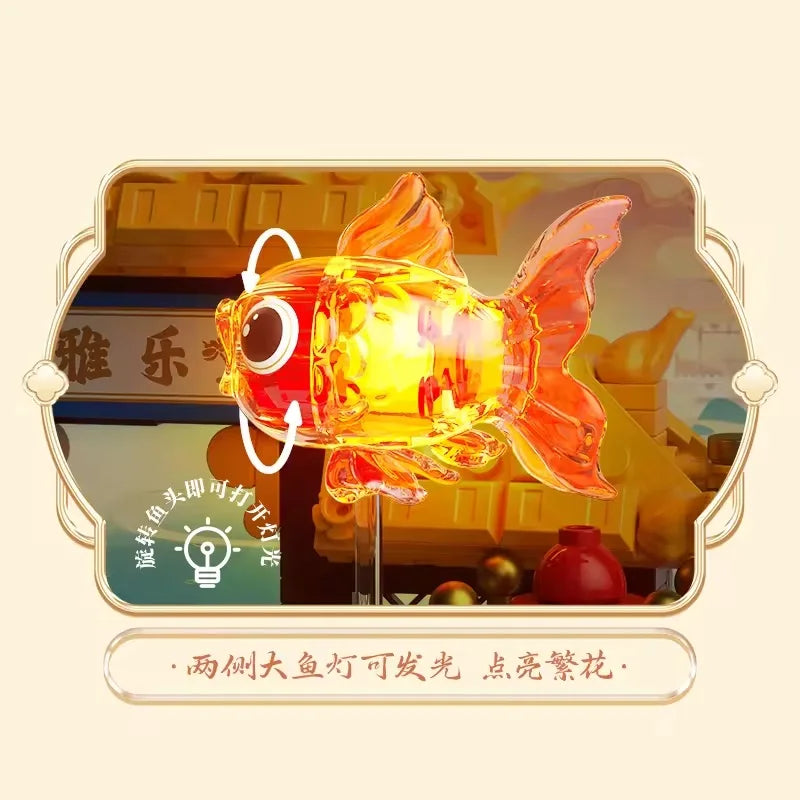 Unisex Educational Chinese Style Building Block Set with 50 Model Pieces for Ages 2 and Up