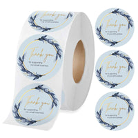 HKM-399635 Thank You Stickers for Small Business - Blue Flower Bunch Decorative Seal Labels, 1.5-Inch Round, Pack of 500