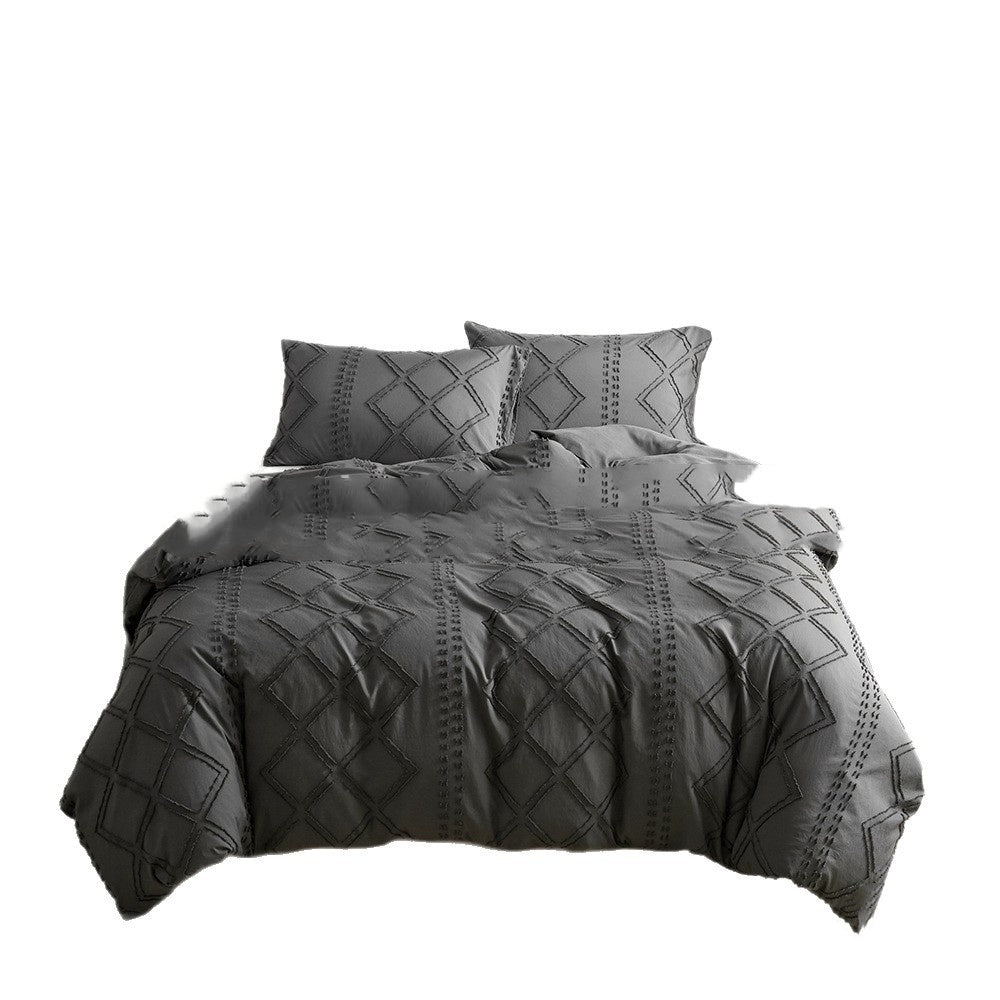 HKM-399763 Geometric Pattern Duvet Cover Set with Pillowcases - Multiple Sizes Available