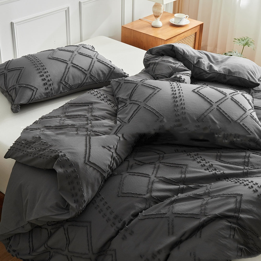 HKM-399763 Geometric Pattern Duvet Cover Set with Pillowcases - Multiple Sizes Available