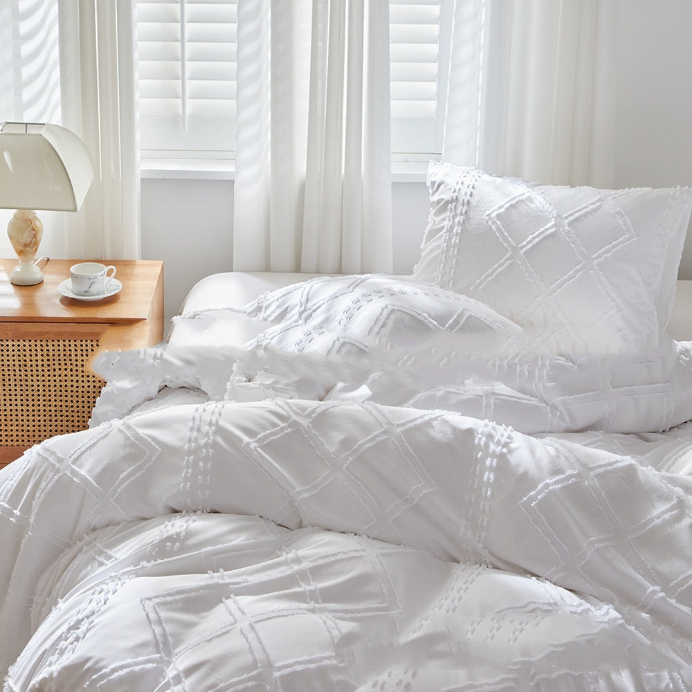 HKM-399763 Geometric Pattern Duvet Cover Set with Pillowcases - Multiple Sizes Available