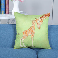 HKM-399891 British Style Square Linen Pillow Cover with Cartoon Pattern - 45x45cm