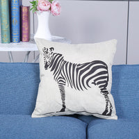 HKM-399891 British Style Square Linen Pillow Cover with Cartoon Pattern - 45x45cm