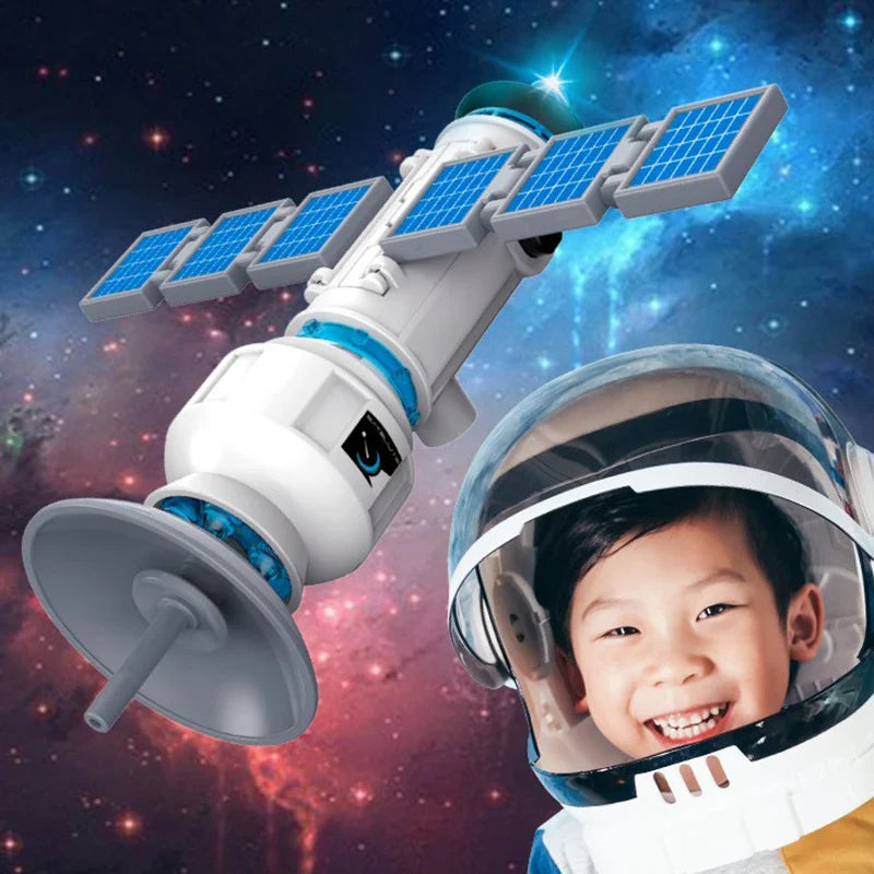 KTX-400019 4-in-1 Educational Space-Themed Building Block Set for Ages 8 and Up - DIY Plastic 3D Model Puzzle