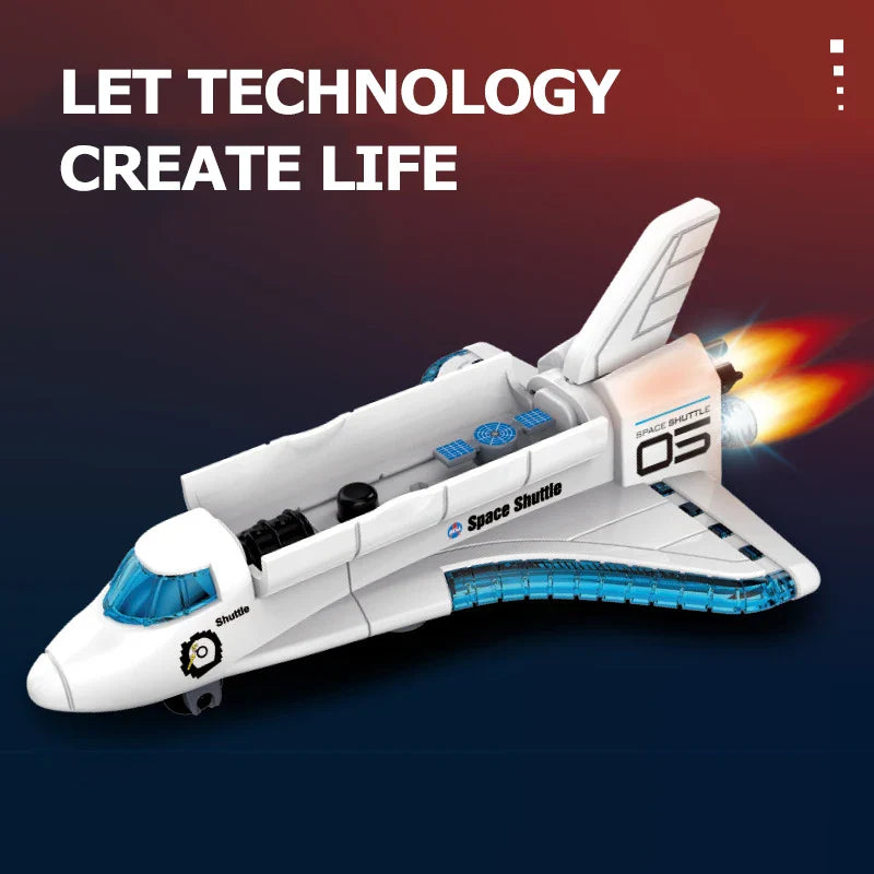 KTX-400019 4-in-1 Educational Space-Themed Building Block Set for Ages 8 and Up - DIY Plastic 3D Model Puzzle