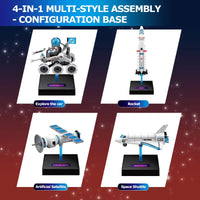 HKM-400019 4-in-1 Educational Space-Themed Building Block Set for Ages 8 and Up - DIY Plastic 3D Model Puzzle