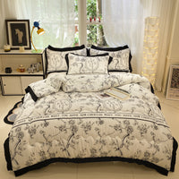 HKM-400083 Thick Black Lace Washed Cotton Duvet Insert for Winter, Sizes 100x150cm to 200x230cm