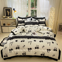 HKM-400083 Thick Black Lace Washed Cotton Duvet Insert for Winter, Sizes 100x150cm to 200x230cm