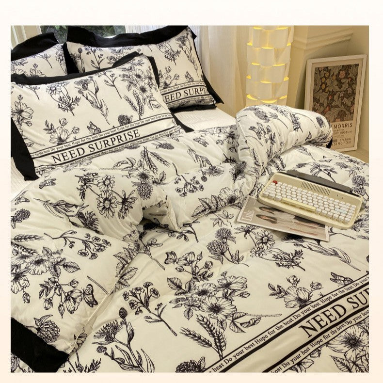 HKM-400083 Thick Black Lace Washed Cotton Duvet Insert for Winter, Sizes 100x150cm to 200x230cm
