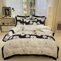HKM-400083 Thick Black Lace Washed Cotton Duvet Insert for Winter, Sizes 100x150cm to 200x230cm