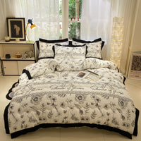 HKM-400083 Thick Black Lace Washed Cotton Duvet Insert for Winter, Sizes 100x150cm to 200x230cm