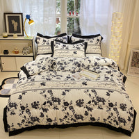 HKM-400083 Thick Black Lace Washed Cotton Duvet Insert for Winter, Sizes 100x150cm to 200x230cm