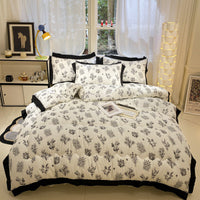 HKM-400083 Thick Black Lace Washed Cotton Duvet Insert for Winter, Sizes 100x150cm to 200x230cm