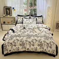 HKM-400083 Thick Black Lace Washed Cotton Duvet Insert for Winter, Sizes 100x150cm to 200x230cm