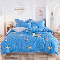 HKM-400083 Three-Piece Floral Duvet Cover Set with Linen and Cotton Bedding for 1.2m to 2.2m Beds
