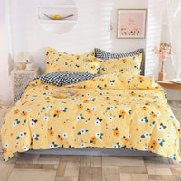HKM-400083 Three-Piece Floral Duvet Cover Set with Linen and Cotton Bedding for 1.2m to 2.2m Beds
