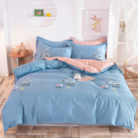 HKM-400083 Three-Piece Floral Duvet Cover Set with Linen and Cotton Bedding for 1.2m to 2.2m Beds