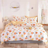 HKM-400083 Three-Piece Floral Duvet Cover Set with Linen and Cotton Bedding for 1.2m to 2.2m Beds