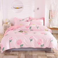 HKM-400083 Three-Piece Floral Duvet Cover Set with Linen and Cotton Bedding for 1.2m to 2.2m Beds
