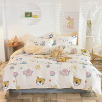 HKM-400083 Three-Piece Floral Duvet Cover Set with Linen and Cotton Bedding for 1.2m to 2.2m Beds
