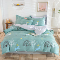 HKM-400083 Three-Piece Floral Duvet Cover Set with Linen and Cotton Bedding for 1.2m to 2.2m Beds