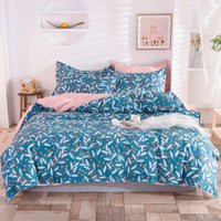 HKM-400083 Three-Piece Floral Duvet Cover Set with Linen and Cotton Bedding for 1.2m to 2.2m Beds