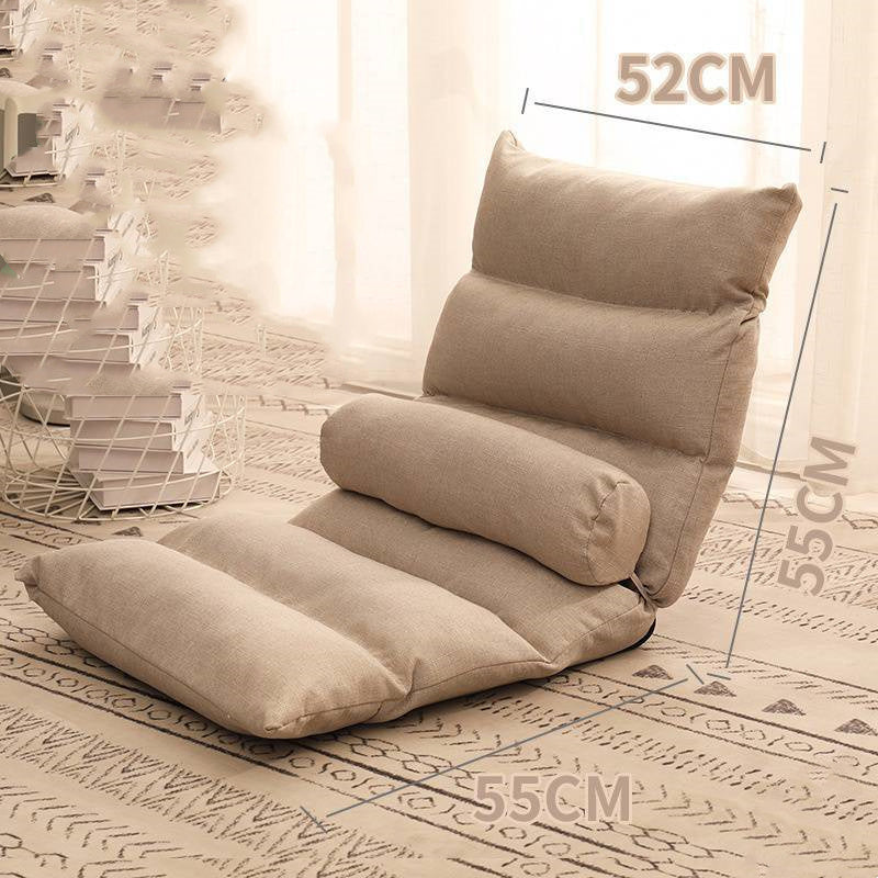 HKM-400147 Compact Folding Floor Backrest Sofa Recliner with Waist Pillow - Multiple Color Options Available