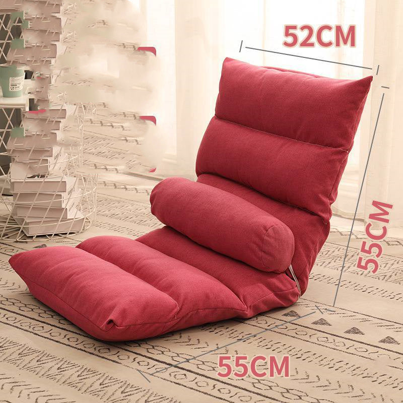 HKM-400147 Compact Folding Floor Backrest Sofa Recliner with Waist Pillow - Multiple Color Options Available