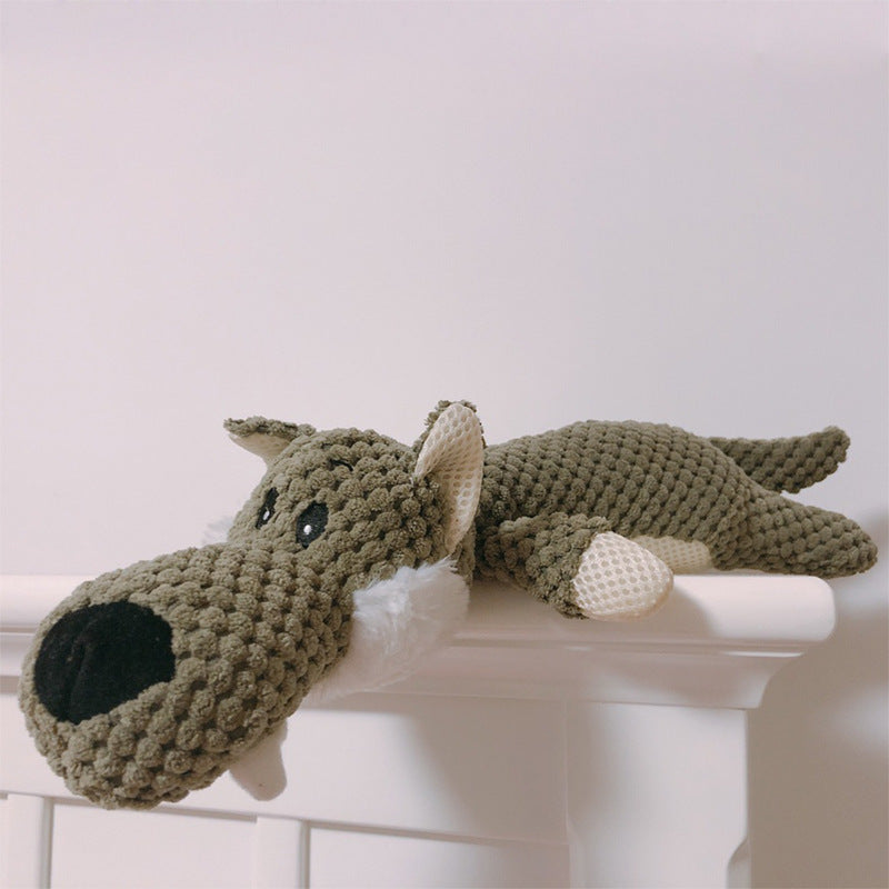 HKM-400211 Bite-Resistant Plush Dog Toy - Lying Wolf, Elephant, and Lion Options, 28cm