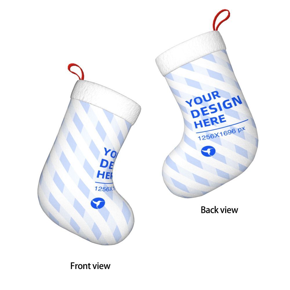 HKM-400211 Double-Sided Christmas Decorative Socks with Soft Flannel Cuffs, 100% Polyester, One Size, Ideal for Holidays and Gifts