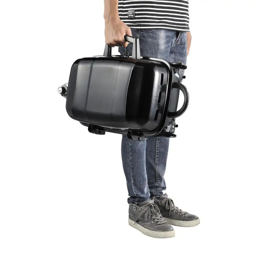 KTX-400275 Portable Gas Camping Grill with Porcelain Cooking Grid - Foldable Design for Easy Storage