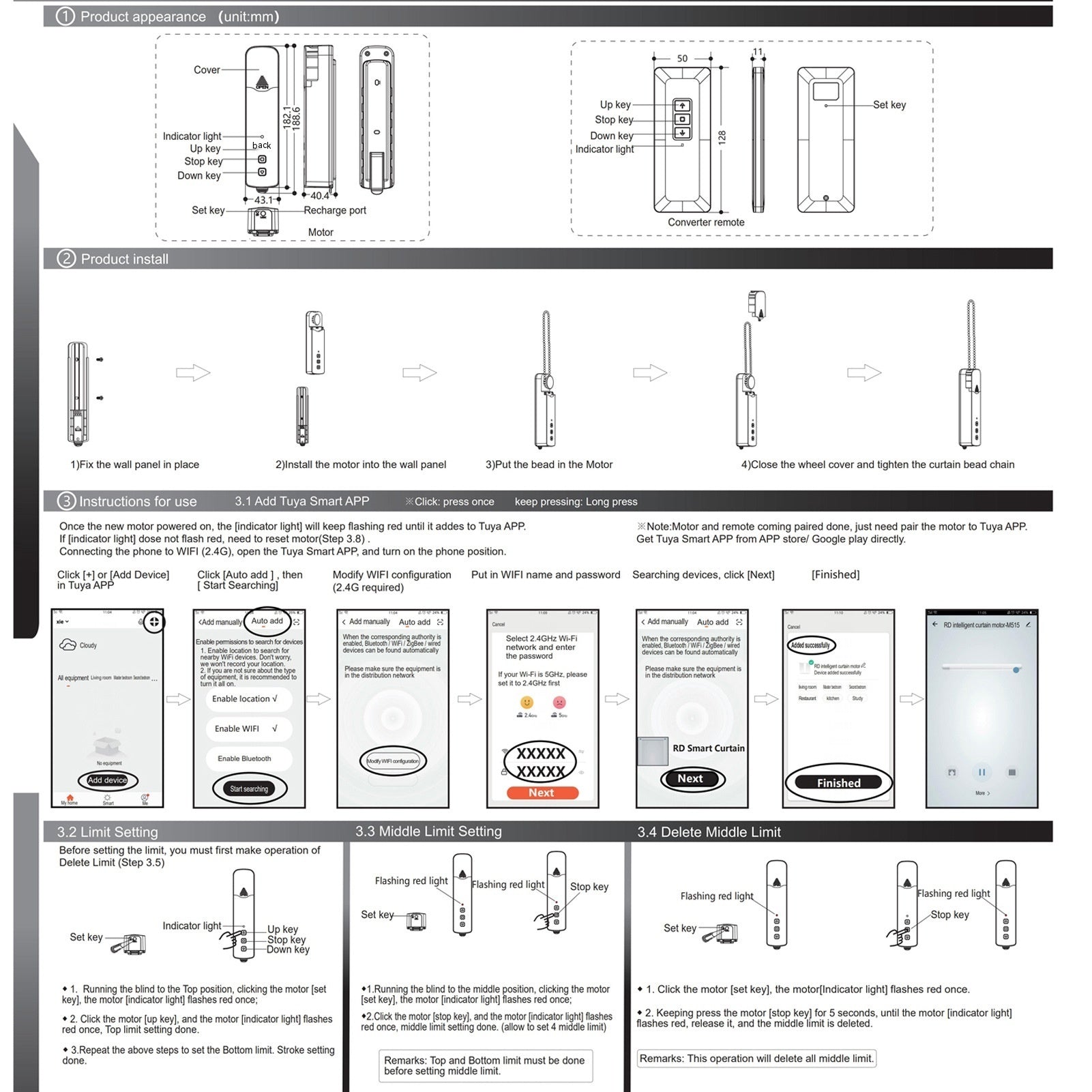 HKM-400467 Zigbee Battery-Powered Roller Shutter Motor with USB Charging and Remote Control