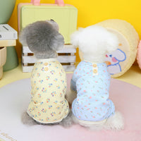 HKM-400531 Floral Waffle Style Dog Apparel in Yellow, Green, and Sky Blue - Casual Poly Fabric Options