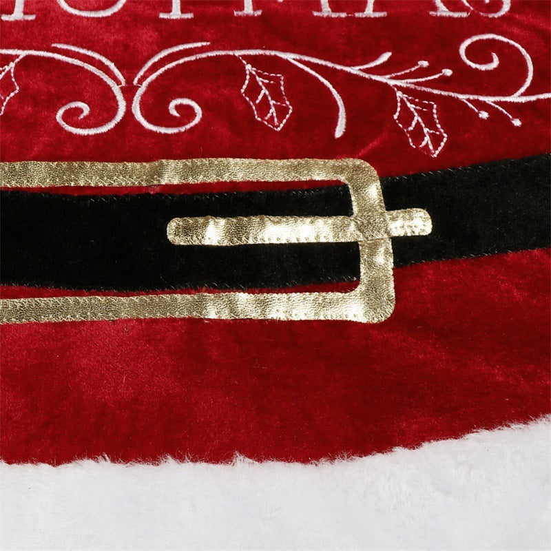 HKM-400531 Red Velvet 48-Inch Cloth Christmas Tree Skirt for Festive Decor