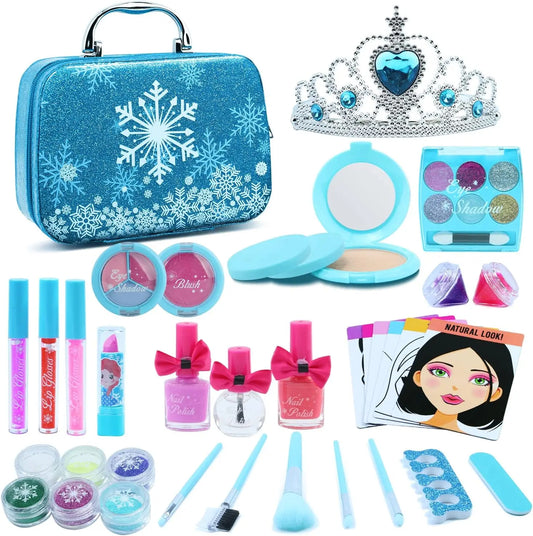 KTX-400595 Kids Pretend Play Makeup Kit with Mirror Bags for Ages 2-7 – Non-Toxic Plastic Toys