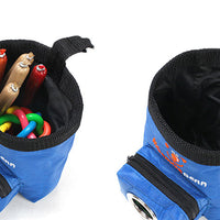 HKM-400787 Pet Training Feeding Bag - Oxford Cloth Snack Pocket in Brown and Blue, Compact Size 15x9.5x10.5cm