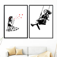 HKM-400851 Abstract Graffiti Girl Canvas Art for Modern Living Room Decoration