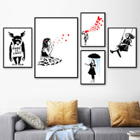 HKM-400851 Abstract Graffiti Girl Canvas Art for Modern Living Room Decoration