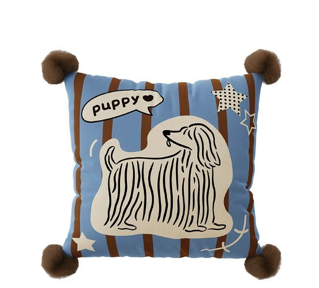 HKM-400915 Cartoon Animal Pattern Pillow - Blue, Brown, White - Available in Multiple Sizes