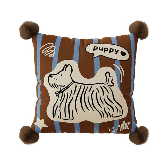 HKM-400915 Cartoon Animal Pattern Pillow - Blue, Brown, White - Available in Multiple Sizes