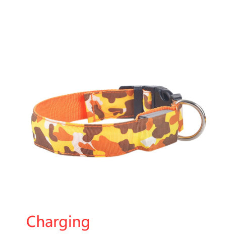 HKM-400915 Luminous Camouflage Dog Collar with Adjustable Lighting Modes and Durable Nylon Material