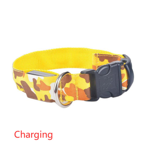HKM-400915 Luminous Camouflage Dog Collar with Adjustable Lighting Modes and Durable Nylon Material