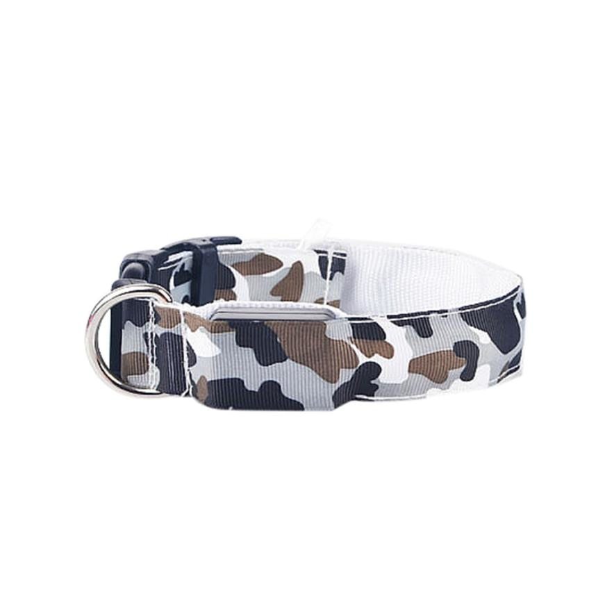 HKM-400915 Luminous Camouflage Dog Collar with Adjustable Lighting Modes and Durable Nylon Material
